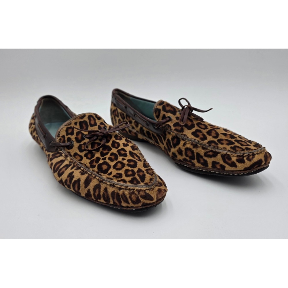 Lambertson Truex Women's Leopard Calf Hair Driving Loafers Made in Italy Size 10